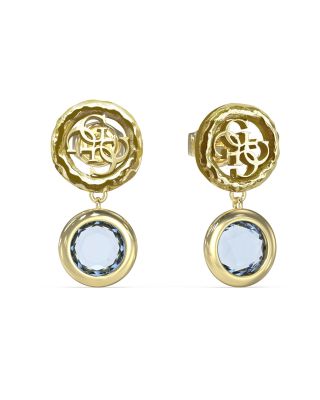 Guess Orecchini Acciaio Gold Logo 4G e Cristallo