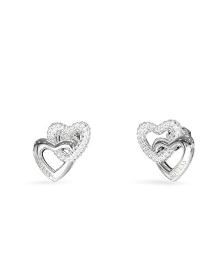 Guess Orecchini Acciaio 2 Cuori con Zirconi