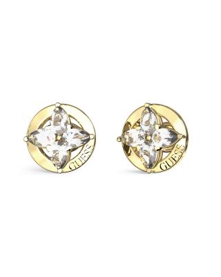 Guess Orecchini Acciaio Gold Fiore Zirconi Bianchi