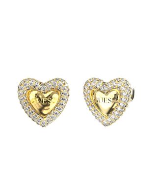 Guess Orecchini Acciaio Gold Cuore con Zirconi