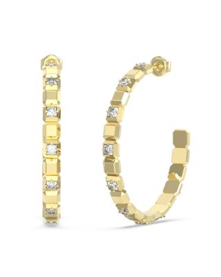 Guess Orecchini Acciaio Gold e Zirconi Bianchi