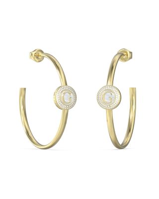 Guess Orecchini Acciaio Gold Logo e Zirconi
