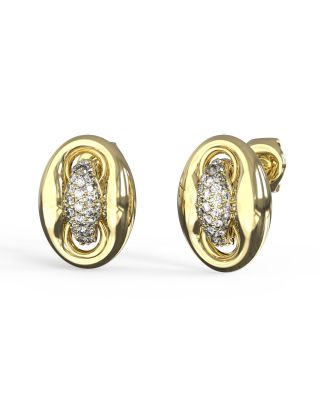 Guess Orecchini Acciaio Gold con Zirconi Bianchi