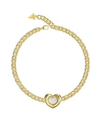 Guess Collana Catena Acciaio Gold Cuore Zirconato