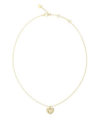 Guess Collana Acciaio Gold Cuore e Zirconi