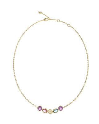Guess Collana Acciaio Gold Cristalli Multicolor