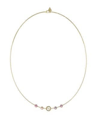 Guess Collana Acciaio Gold Logo 4G e Cristalli Fucsia