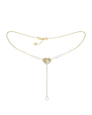 Guess Collana Acciaio Gold Cuore e Perle