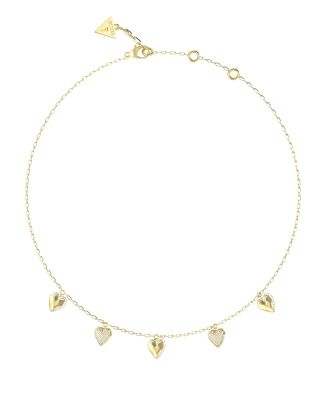 Guess Collana Acciaio Gold con Cuori e Zirconi