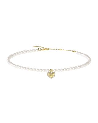 Guess Collana Acciaio Gold Cuore e Perle