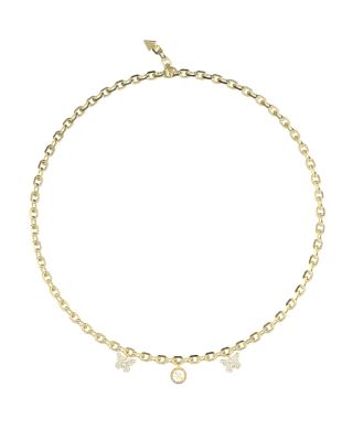 Guess Collana Acciaio Gold Logo e Farfalle