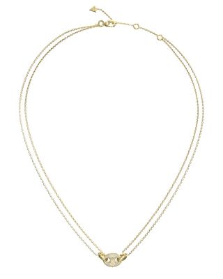 Guess Collana 2 Fili Acciaio Gold Centrale ZIrconato
