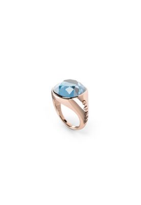 Guess Anello Chevalier Donna Acciaio Rosè  Cristallo Azzurro