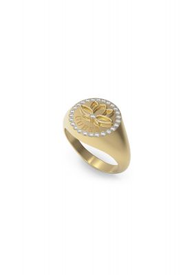 Guess Anello Chevalier Donna Acciaio Gold con Zirconi