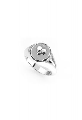 Guess Anello Chevalier Donna Acciaio Cuore e Zirconi