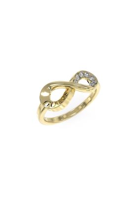 Guess Anello Acciaio Gold Infinito e Zirconi Bianchi