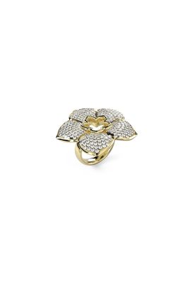 Guess Anello Acciaio Gold Fiore Zirconi Bianchi