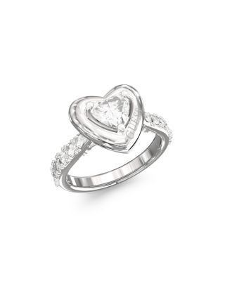 Guess Anello Acciaio Cuore Zirconi Bianchi