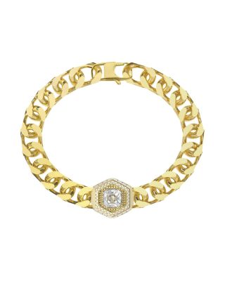 Guess Bracciale Catena Acciaio Gold Cristallo Bianco
