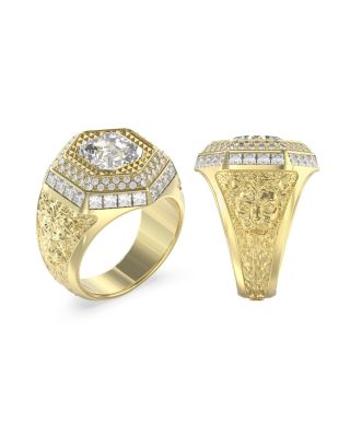Guess Anello Acciaio Gold con Cristallo Bianco