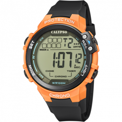 Calypso Orologio Digitale Uomo Gomma-Nero-Arancio