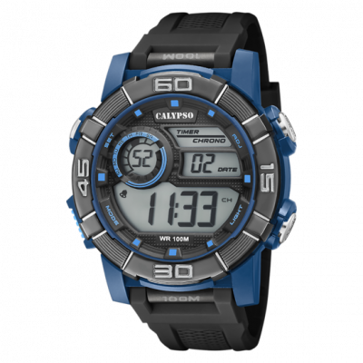 Calypso Orologio Digitale Uomo Gomma-Nero-Blu