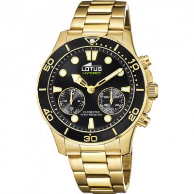 Lotus Orologio Ibrido Uomo Acciaio Gold Quadrante Nero
