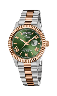Lotus Orologio Acciaio Bicolore Solo Tempo Quadrante Verde