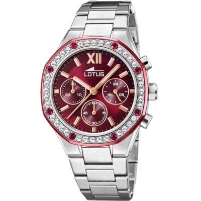 Lotus Orologio Acciaio Cronografo Quadrante Bordeaux