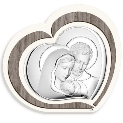 Valenti Cuore Sacra Famiglia Argento e Legno 20X18
