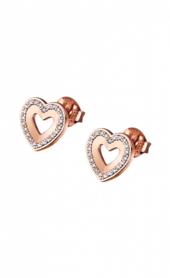 Lotus Orecchini Argento Rosè Cuore Zirconato