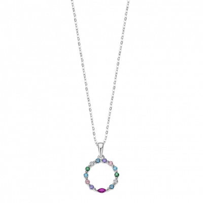 Lotus Collana Donna Argento 13 Zirconi Multicolor