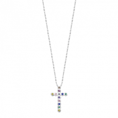 Lotus Collana Donna Argento Croce con Zirconi
