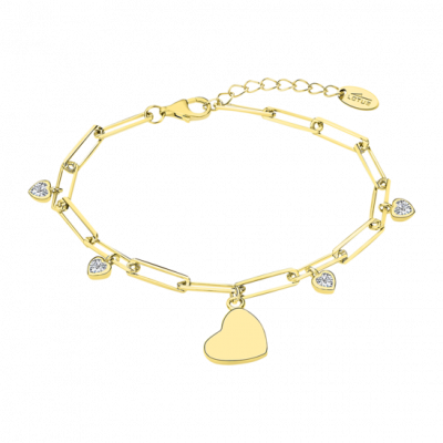Lotus Bracciale Donna Argento Gold con Cuori