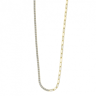 Lotus Collana Tennis Argento Gold Zirconi Bianchi