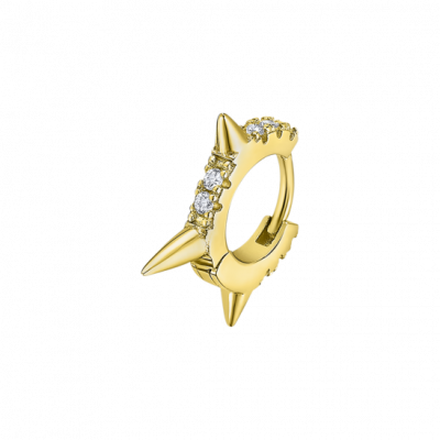 Lotus Mono Orecchino Cerchio Argento Gold 8 Zirconi