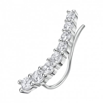 Lotus Ear Cuff Donna Argento 8 Zirconi