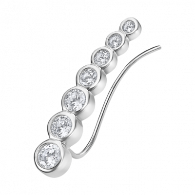 Lotus Ear Cuff Donna Argento 7 Zirconi Bianchi