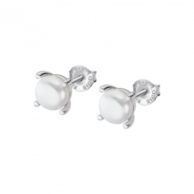 Lotus Orecchini Lobo Argento Perla 8 mm