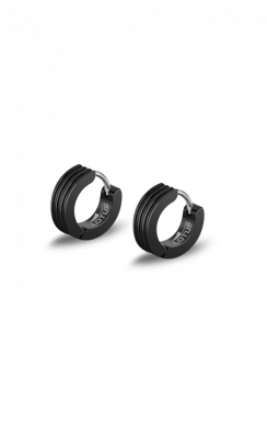 Lotus Orecchini Cerchietti Uomo Acciaio Pvd Nero