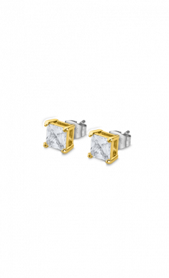 Lotus Orecchini Uomo Acciaio Gold con Zircone