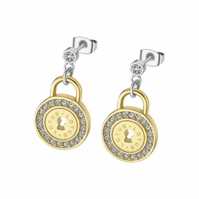 Lotus Orecchini Donna Acciaio Lucchetto Tondo Gold