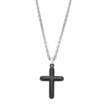 Lotus Collana Uomo Acciaio Croce Nera
