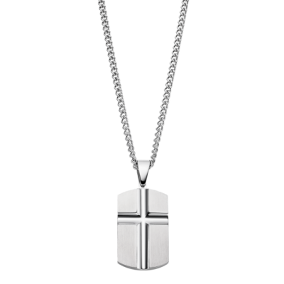 Lotus Collana Acciaio Piastra con Croce
