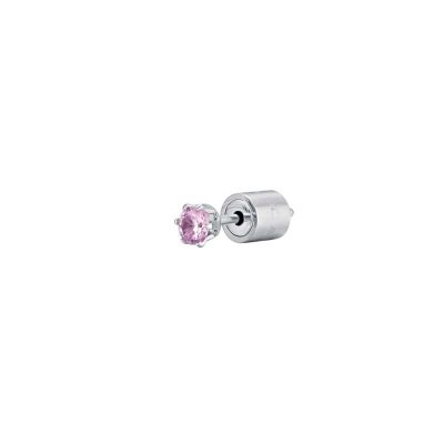 Luca Barra Mono Orecchino Acciaio Cristallo Rosa 3mm