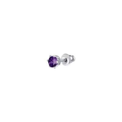 Luca Barra Mono Orecchino Acciaio Zircone Viola 3 mm