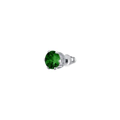 Luca Barra Mono Orecchino Acciaio Zircone Verde 5 mm