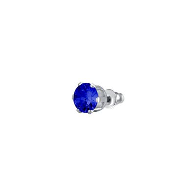 Luca Barra Mono Orecchino Acciaio Zircone Blu 5 mm