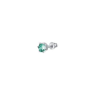 Luca Barra Mono Orecchino Acciaio Zircone Acquamarina 3 mm