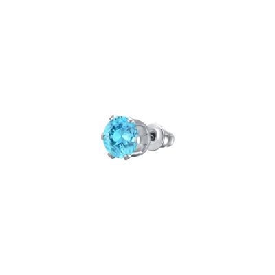 Luca Barra Mono Orecchino Acciaio Zircone Acquamarina 5 mm
